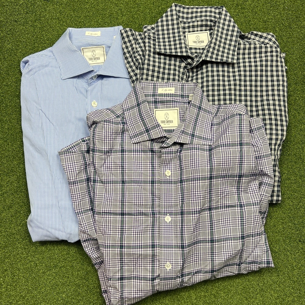 Todd Snyder Shirt Men's 16.5 34/35 Plaid Button Up 2 Ply Cotton Lot Of 3 Shirts